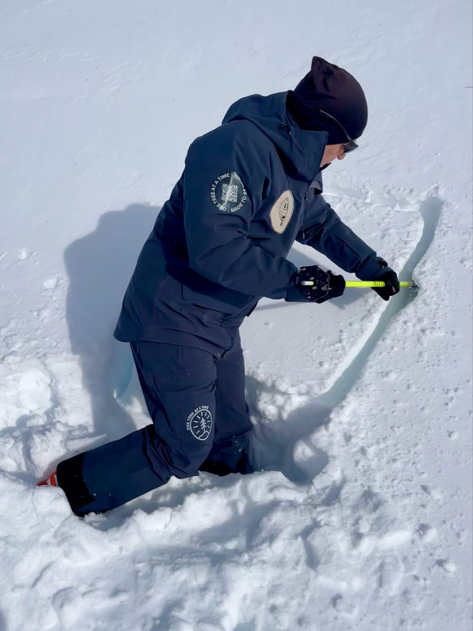 Testing the snow pack depth and stability